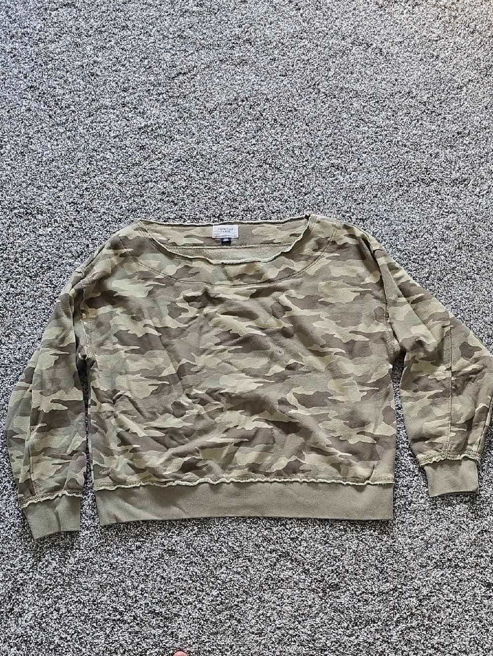 American Eagle Outfitters Camouflage Pullover Sweatshirt - Olive/Tan/Brown